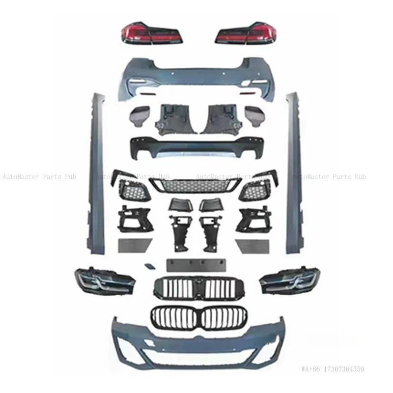 Für 5er Serie G30 Upgrade G30 LCI Mt Style Karosserie-Kit Frontstoßstange Heckstoßstange Motorhaube Kühlergrill Scheinwerfer Rückleuchten
