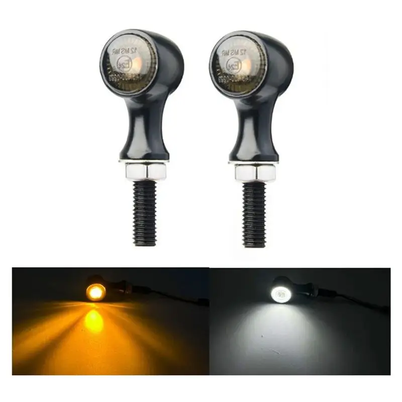 A65P-2Pcs Motorcycle 12V Turn Signal Light 3Pin Indicator Light Taillight Lamp Brake Lamp Daul Color Yellow White Light