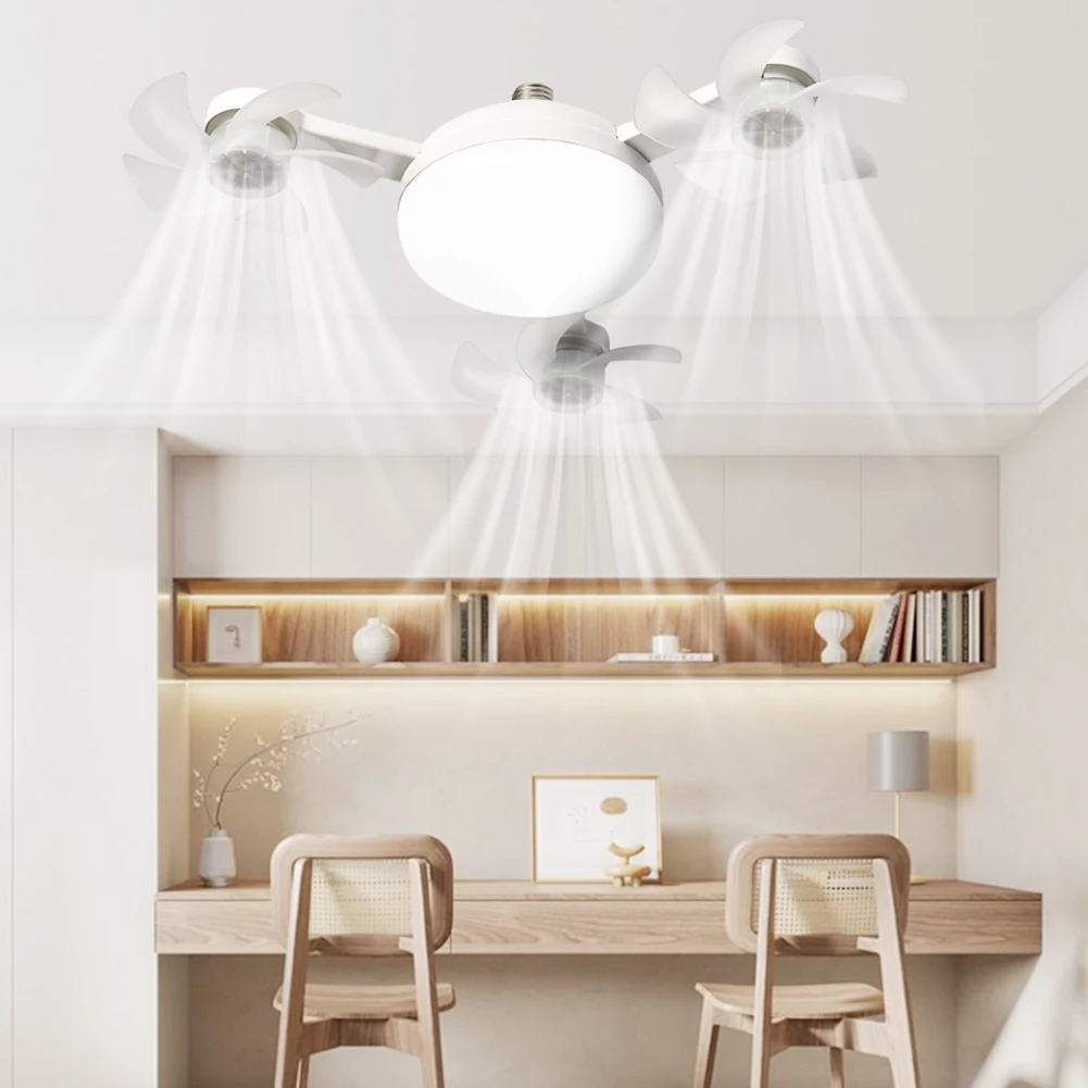 Ventilador colgante 2 en 1 con luz LED E27, ventilador de Dron con atenuación Universal, ventilador de techo silencioso para comedor, dormitorio y sala de estar