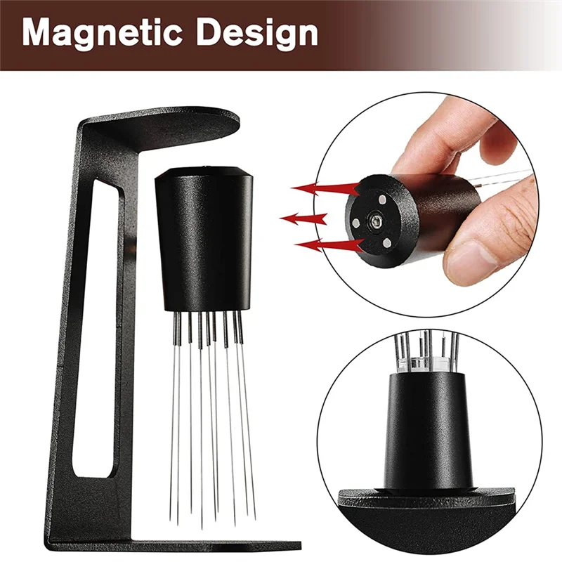 N98R 1Pcs WDT Tool Espresso Magnetic Coffee Stirrer Espresso Distribution Tool With Stand