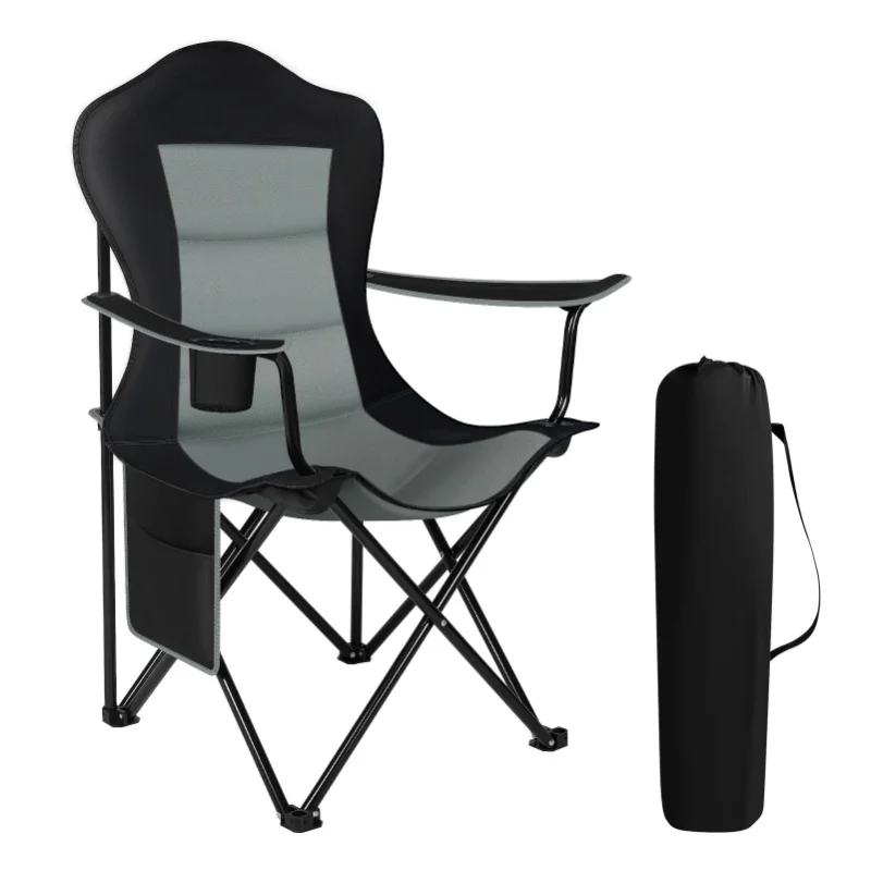 WOLTU faltbarer Campingstuhl, leichter Angelstuhl mit Seitentasche und Getränkehalter für den Außenbereich, Garten, Terrasse, Grill, Picknick, Strand