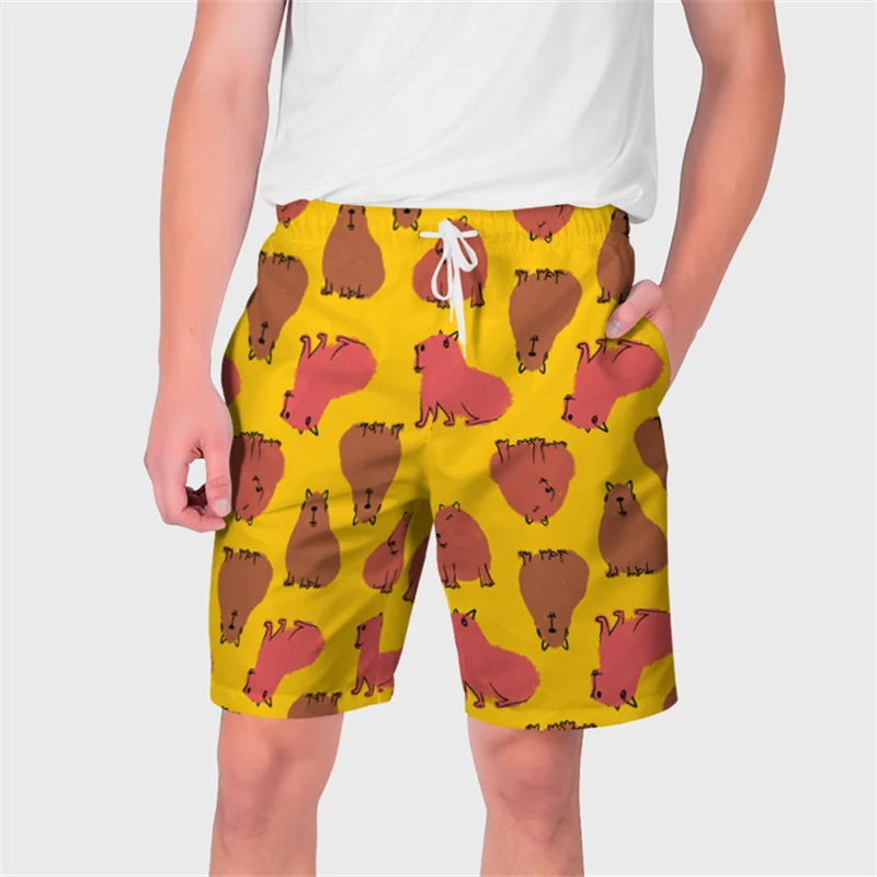 Fashion Cute 3D Printing Animals Capybara Beach Shorts Yellow Rubber Duck Graphic Board Shorts Kid Funny Swimming Trunks Clothes