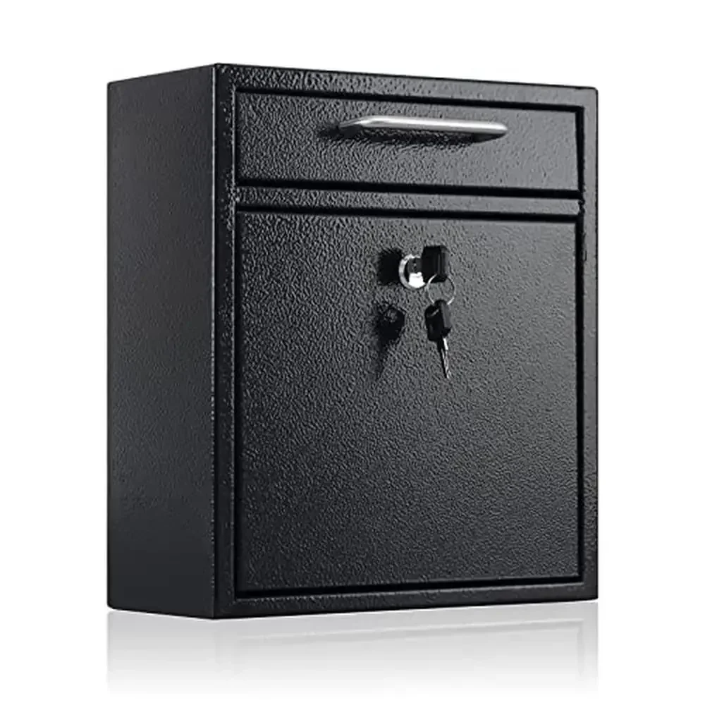 

Запирающийся металлический настенный почтовый ящик с замком для ключа, подвесной безопасный почтовый ящик среднего размера, прочный замок с ключом высокой безопасности