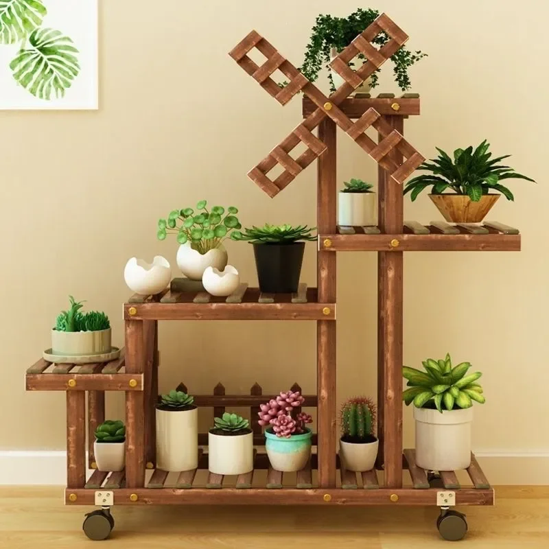Wooden Multi Tier Plant Stand for Indoor Living Room Balcony Succulent Orchid Pot Holder Shelf Greenery Display Rack
