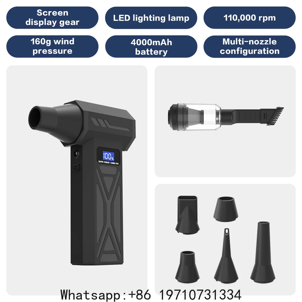 P70 High-Speed Violent Turbo Fan 4000mAh 110000RPM Handheld Portable Blower Vacuum Cleaner Dust-Off Device 4 Speed for Car Home