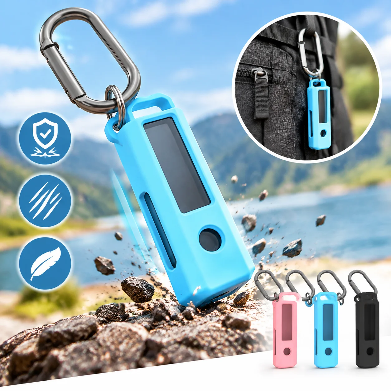 Silicone Case For SnowSky Echo Nano MP3 Player Shockproof Protective Cover Anti Scratch Soft Shell With Metal Carabiner Clip