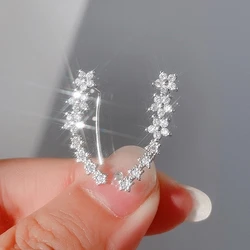 Fashion 925 Silver Needle Zircon Flower Star Stud Earrings For Women Niche Simple Style Party Jewelry Accessories Gifts eh1124