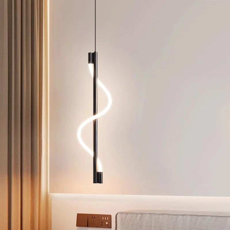 Minimalismo Lampada in silicone Tubo Nota Lampada a sospensione Nordic Illuminazione commerciale Decorazione Camera da letto Ristorante Lampadario LED Lustro