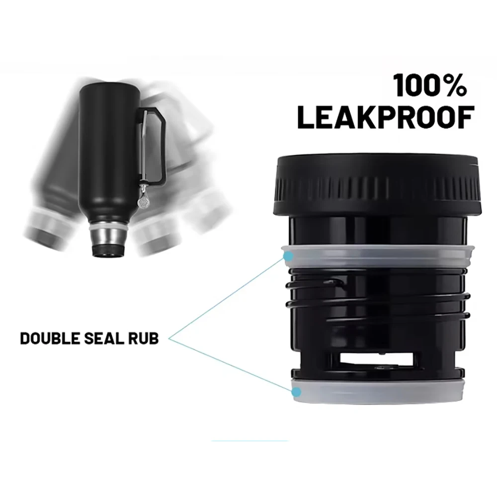 زجاجة معزولة سعة 1300 مل لسيارة يربا ميت، ترمس يربا ميت مزدوج الجدران مع كوب قابل للفصل ومجموعة كومبو من قش بومبيلا - محمول