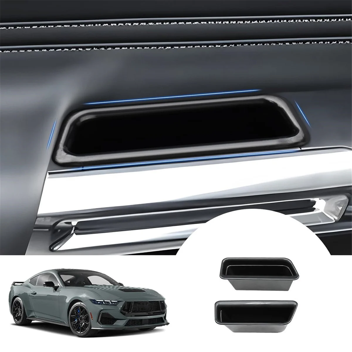 Door Side Storage Box for Ford Mustang 2024 Accessories Armrest Container Door Organizer Handle Pocket Tray