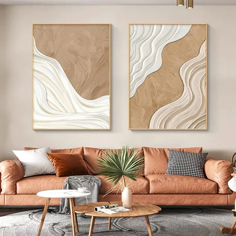 Living room decorative painting high-end cream abstract texture painting porch hanging painting sofa background