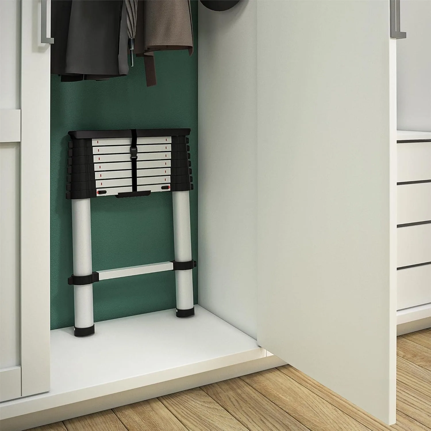 Telescoping Aluminum Ladder with top Cap (300-lb Capacity, 8.5 ft. Ladder with 12 ft Max Reach)