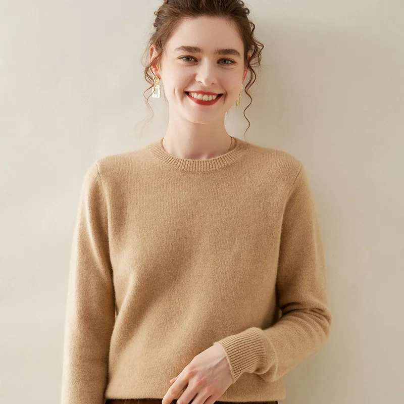 

New O-Neck Cashmere Sweater In Autumn And Winter Women's Long Sleeve Pullover Warm Casual Bottoming Shirt Knitted Cashmere Top