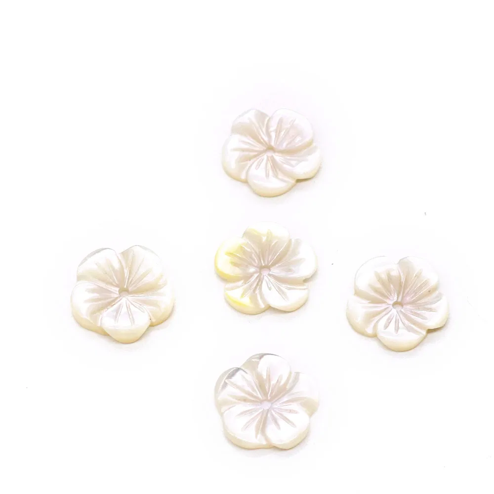 Natural White Shell Carved Flower Pendant 10-15mm Make Charm Elegant Women Fashion Jewelry DIY Necklace Earrings Accessories