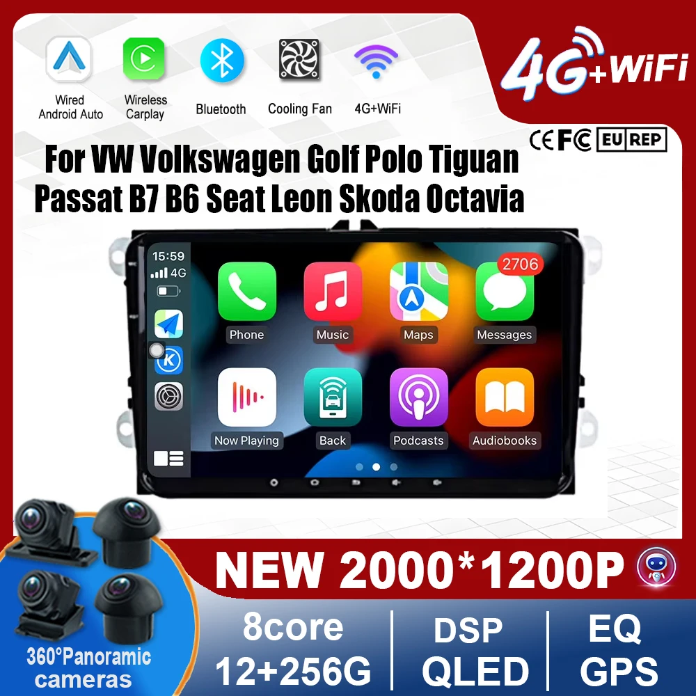 

Car Radio Screen For VW Volkswagen Golf Polo Tiguan Passat B7 B6 Seat Leon Skoda Octavia Android Auto Carplay Navigation GPS