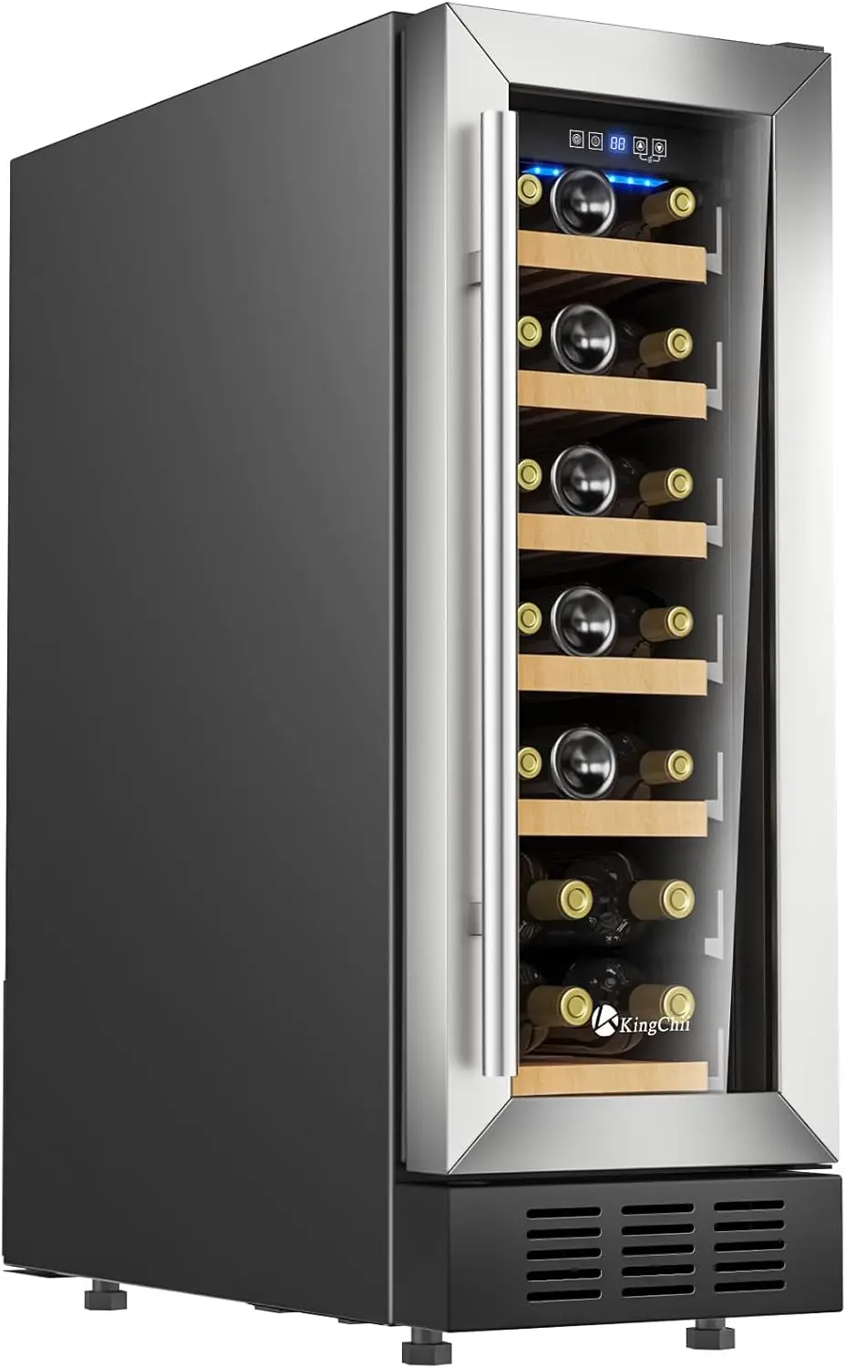 12 Inch 19 Bottle Wine Cooler Refrigerator Professional Compressor, Stainless Steel & Tempered Glass For Red Wine