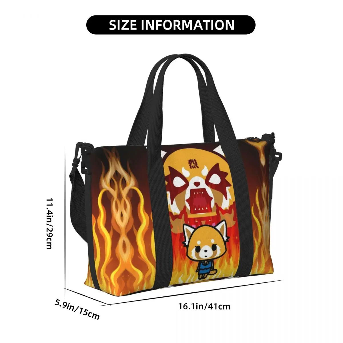 مخصص اليابان الكرتون Aggretsuko أنيمي حقيبة حمل على الشاطئ حقيبة المرأة مقصورة كبيرة شاطئ رياضة حقائب السفر