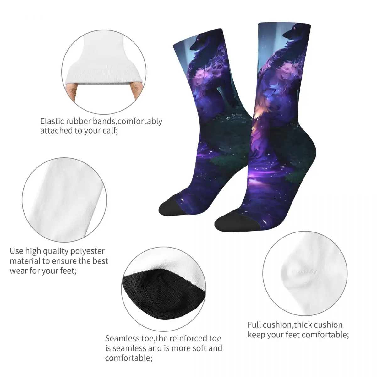 Vintage Luminous Men's compression Socks Unisex Harajuku Pattern Printed Novelty Crew Sock