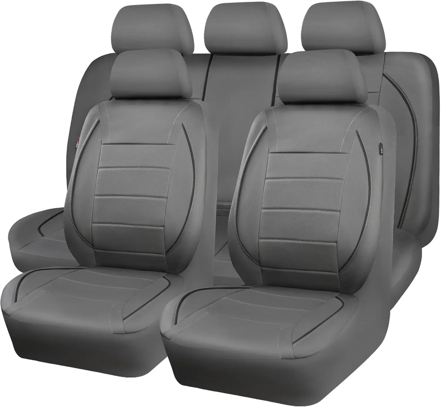 

Универсальный чехол на автомобильное сиденье, полный комплект, серая искусственная кожа, дышащая, с подушкой безопасности, совместимый для внедорожников, фургонов, седанов