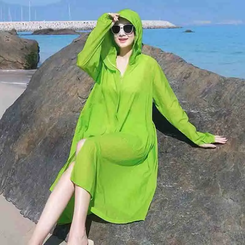 Outdoors Sunscreen Clothing Female Breathable Hooded Lightweight Thin SunscreenClothing Women Summer Zipper Sunscreen Clothing