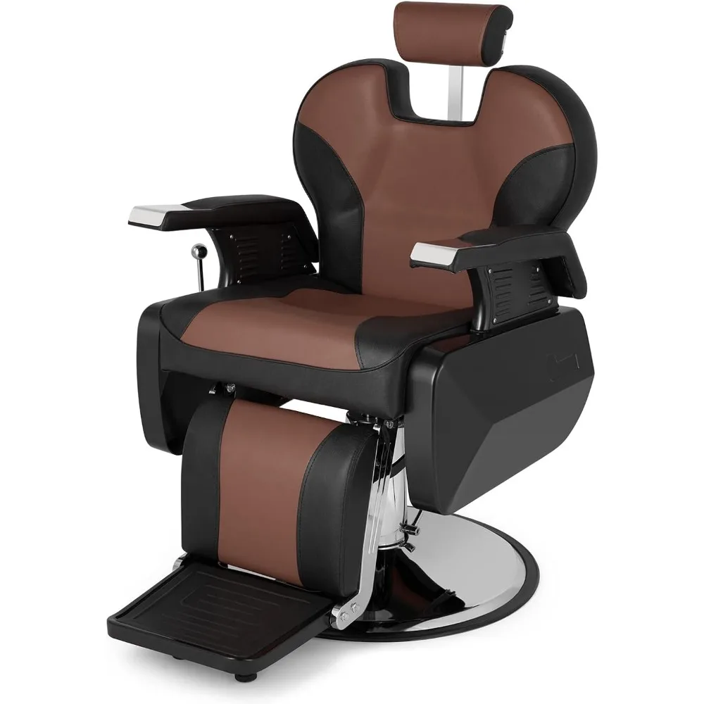 Reclining Barber Chair for Barber and Beauty Salon, 360 Degree Swivel & Height Adjustable & Supports up to 440lbs, Salon Chair