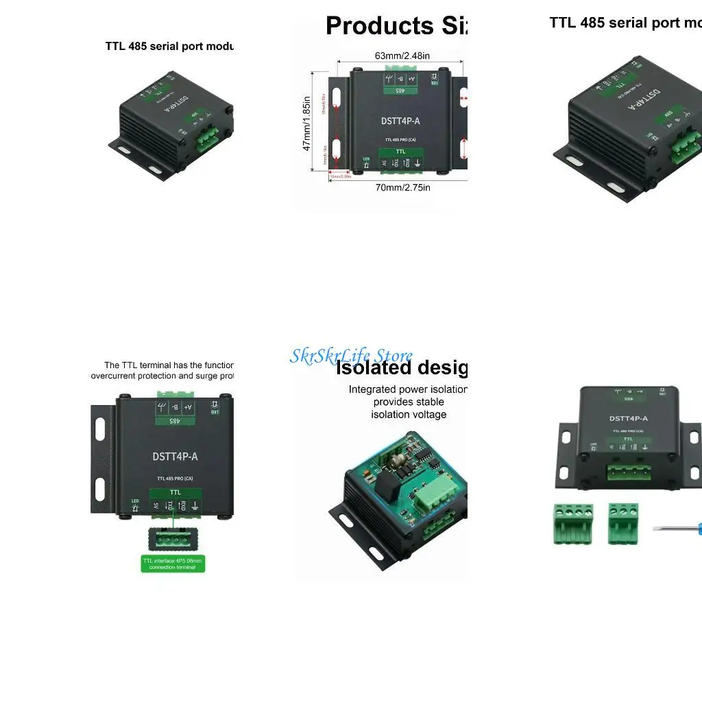 

E65E Enhances Stability TTL RS485 Converters, Bidirectional Isolated Transfer, SP3485, Aluminum Alloy Protections