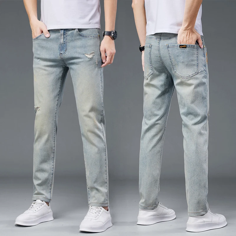 Retro Jeans Men 2026 New Embroidered Fashion Straight Male Denim Pants Distressed Classic Stretch Comfortable Trousers