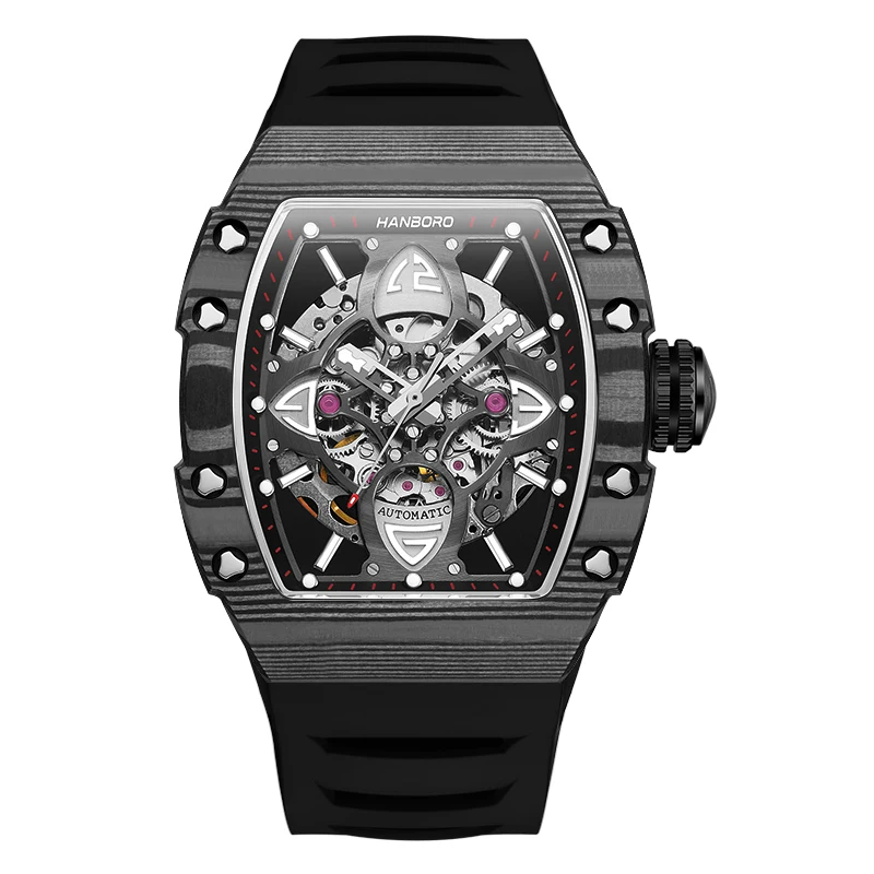 HANBORO  Clover King Carbon Fiber Bezel Personalized Fashion Dial Designer Design Men's Automatic Mechanical Watch