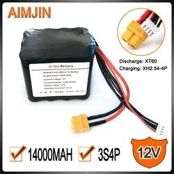 3S4P 12V 14Ah High Capacity UAV Rechargeable Li-ion Battery for Various RC Airplane Drone Quadrotor,with Connector XH2.54+XT60