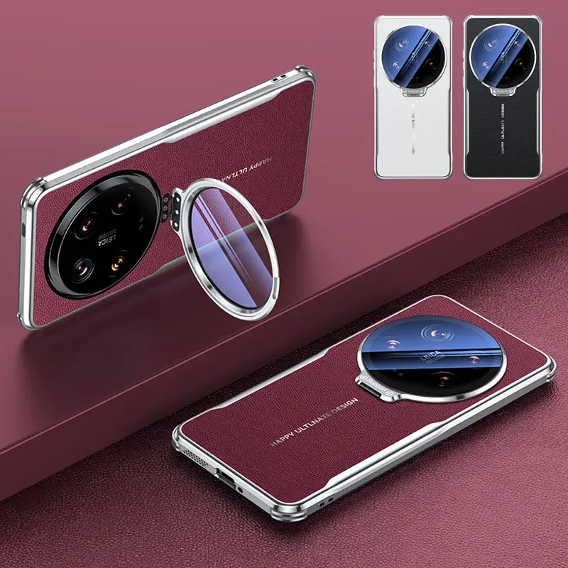 

Full Camera Protector with HD Lens Film Bracket Shockproof Cases For Xiaomi 15/15 Pro/15 Ultra/14/14 Pro/14 Ultra Leather Cover