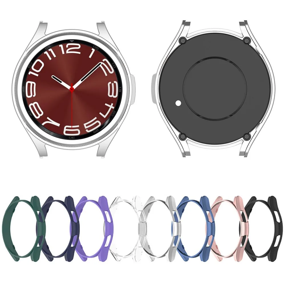 Funda protectora de reloj semienvuelta hueca para Samsung Galaxy Watch 6 accesorios 43/47mm PC cubierta protectora de reloj de color sólido
