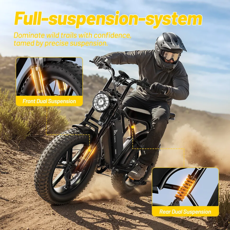 20" FAT TIRE ELECTRIC BIKE FOR ADULTS 1500W PEAK 48V/15AH MOUNTAIN E-BIKE image 6