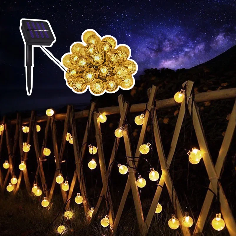 Solar Bubble Ball Fairy Light with Multiple Modes String Lights Outdoor Waterproof Solar Courtyard for Garden Party Decoration
