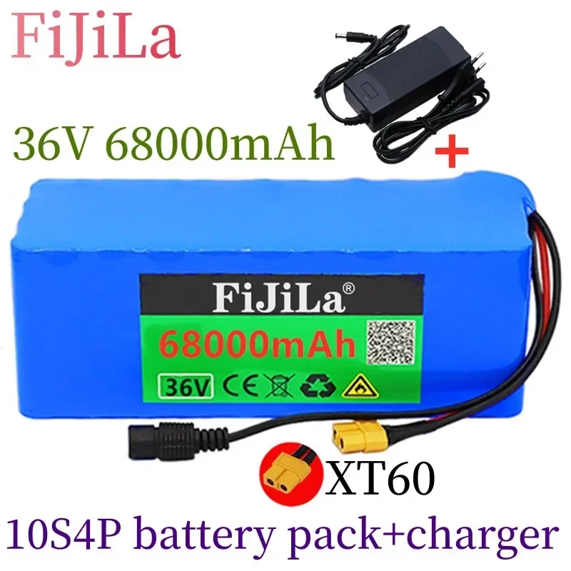 36V10S4P 68Ah battery pack 500W batteria ad alta potenza 42V 68000mAh Ebike elettrica BMS 42v batteria con xt60 spina + charger