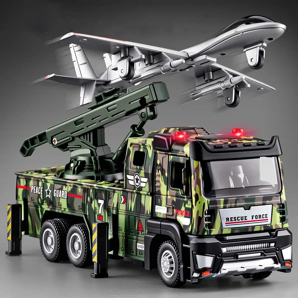

1:32 Military Drone Launch Vehicle Toys Cars Alloy Model Wheel Pull Back Rubber Tires Miniature Car for Boyfriend Birthday Gifts