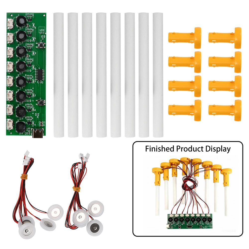 DC 5V 8-Sprüh-Luftbefeuchtermodul, Zerstäubungssteuerplatine, Ultraschall-Zerstäuber, unterstützt schnelles Laden über Typ-C-Schnittstelle