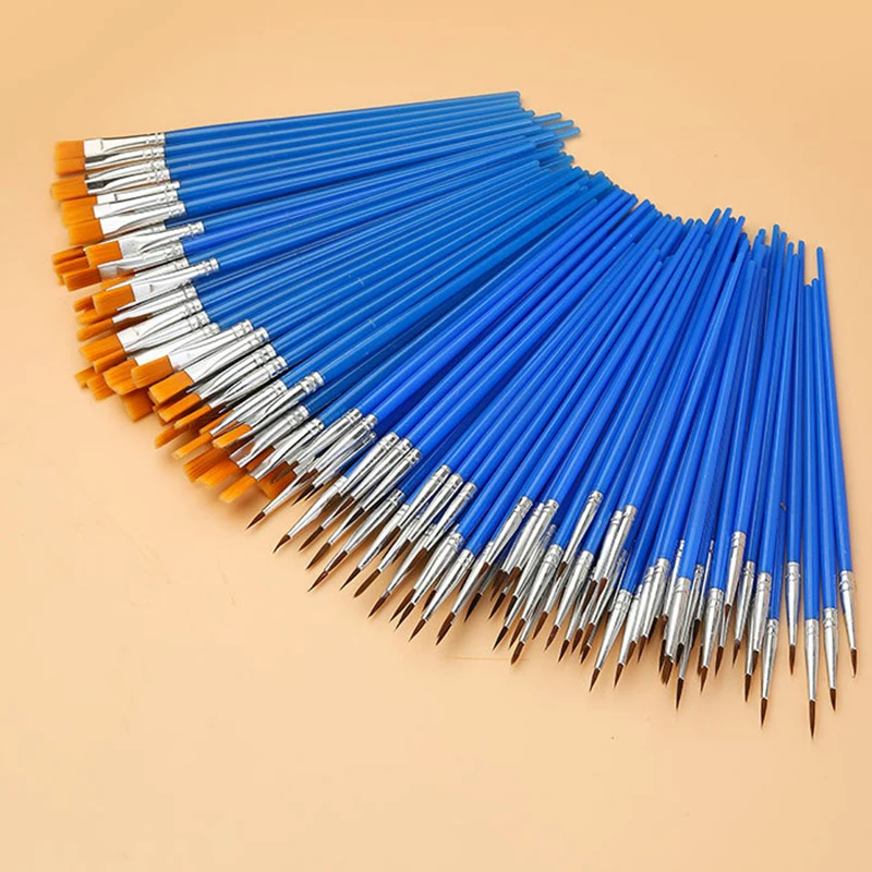 10Pcs Kinderen Verf Borstel Set Met Platte Ronde Wees Borstel Craft Aquarel Olieverf Borstel Haarkleuring Borstel Slag haak