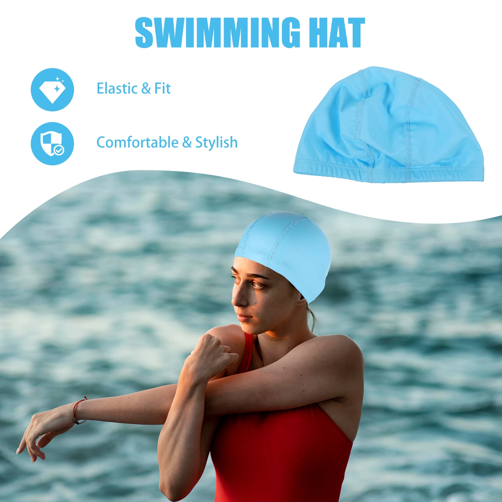 

Swim Caps for Women Swimming Hair Girls Outdoor Waterproof Hat Cloth Man PU Mens