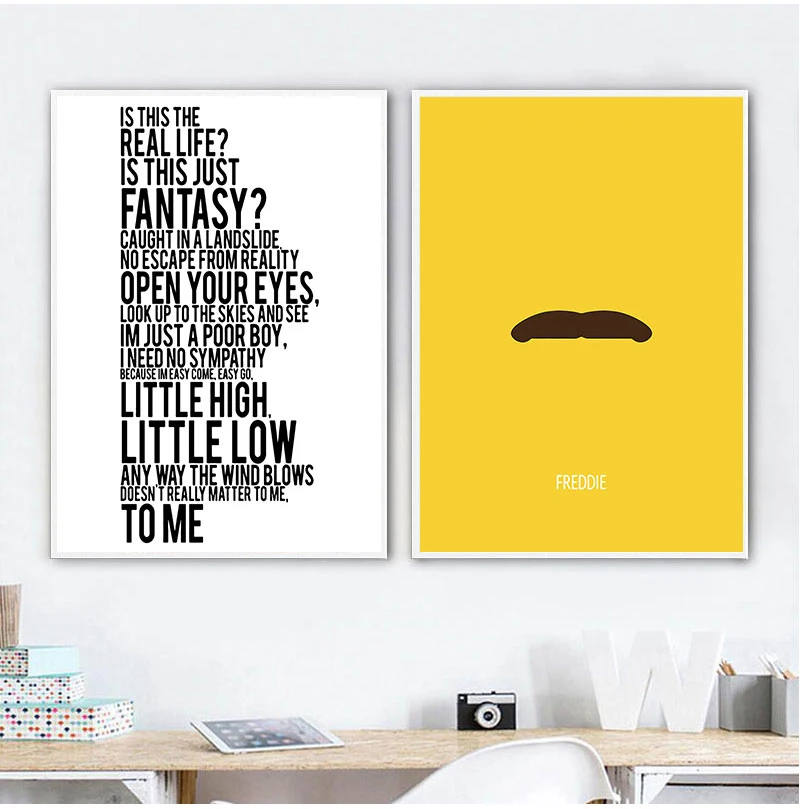 1pc frameless Queen Band Freddie Mercury Posters Print Bohemian Rhapsody Canvas Painting Art Pictures Hip Hop Wall Decoration