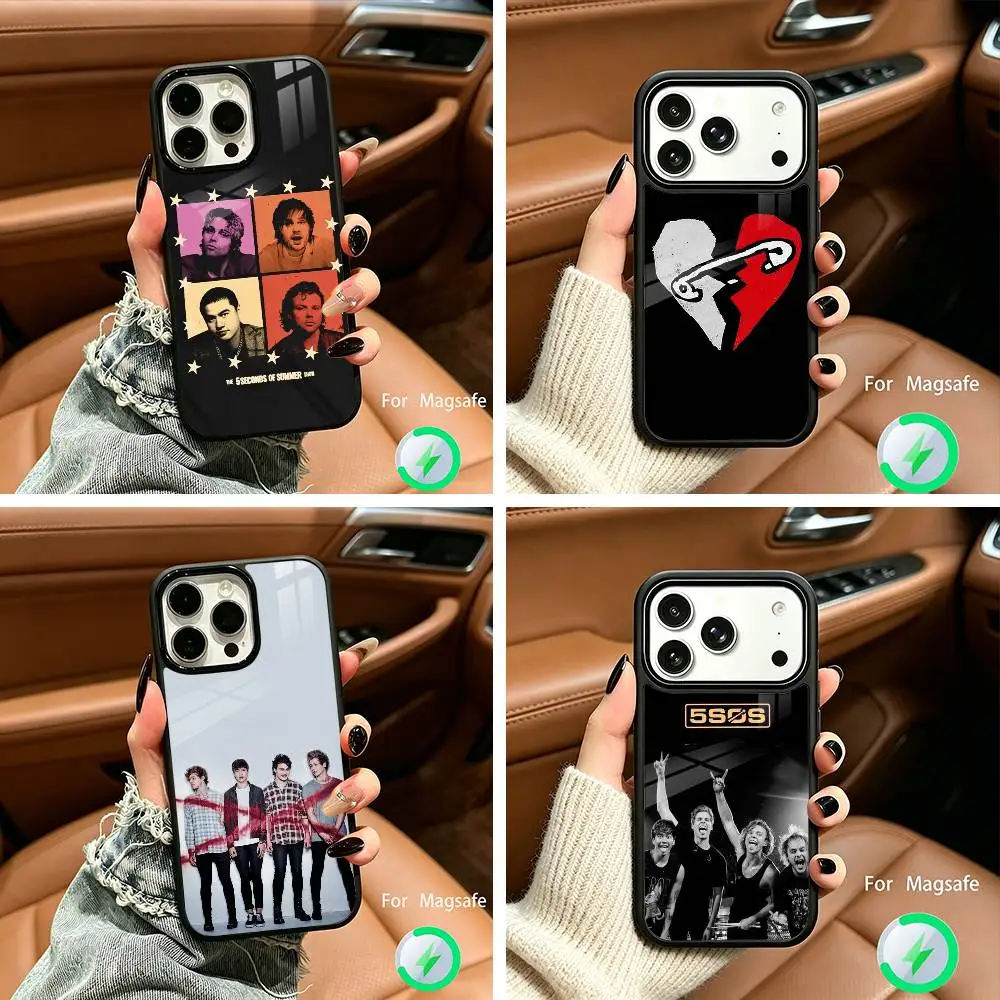 Funda para Teléfono con Diseño de la Banda S-Summer de 5 Seconds of Summer para iPhone 17 16 15 14 13 12 11 Pro Max 16/15/14 Plus, Compatible con Cargador Inalámbrico
