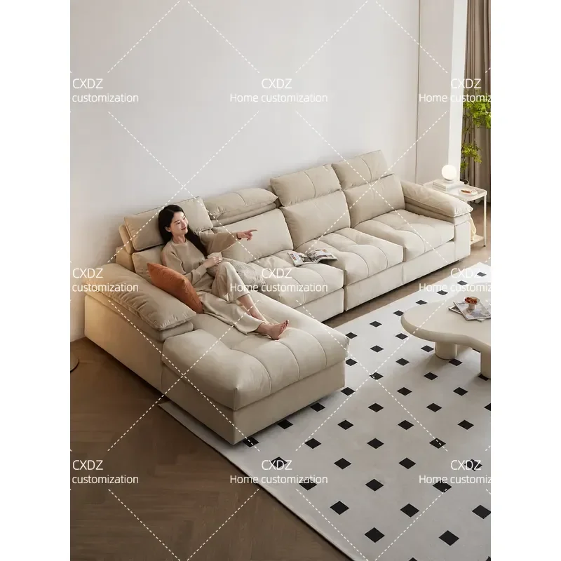 Cream Fabric Sofa Removable Washable Cat Scratch Proof Pet Friendly Multi Functional Living Room Couch New