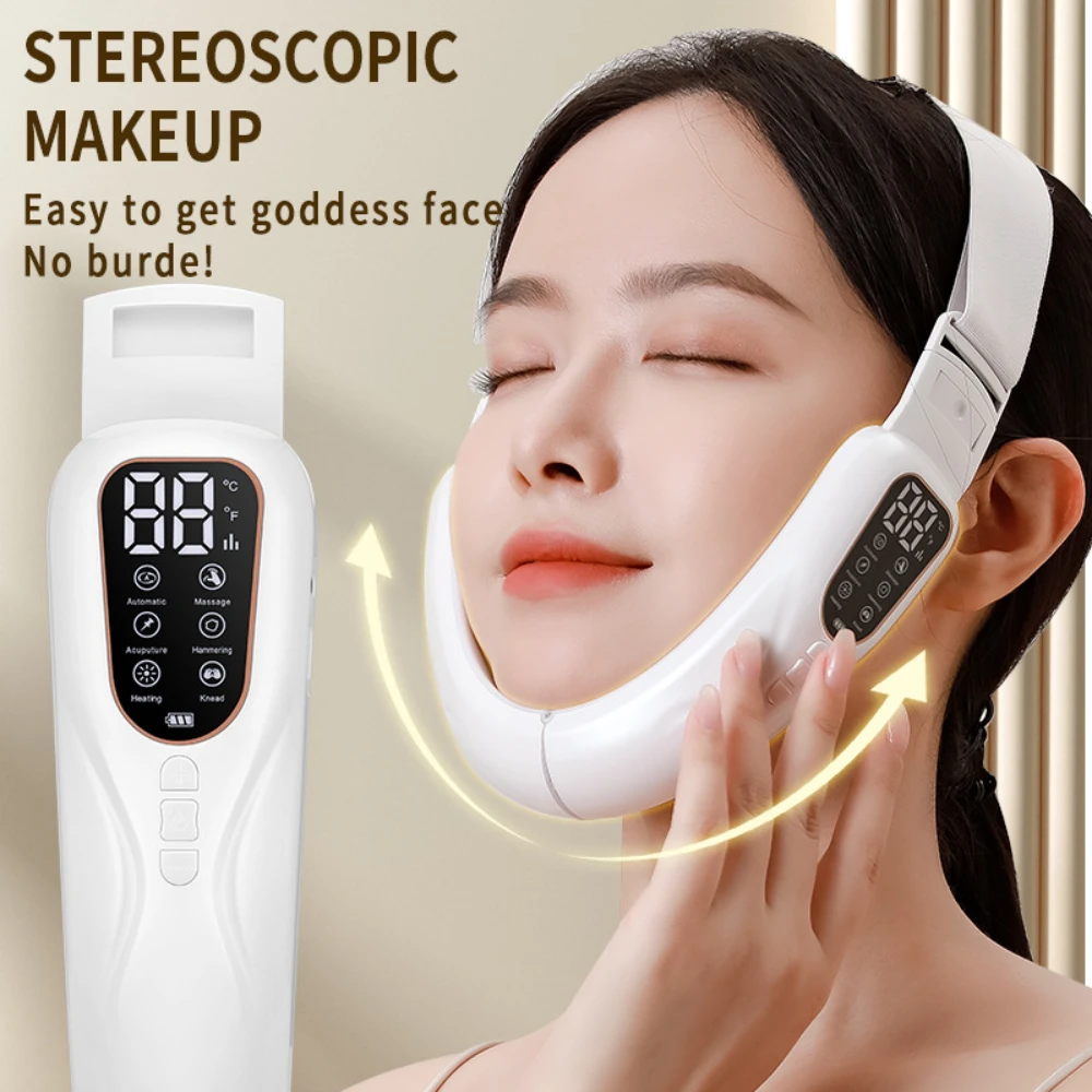 Dispositivo de Estiramiento facial EMS de 6 modos, terapia de fotones Led, masajeador de vibración adelgazante, máquina de estiramiento facial adelgazante en forma de V