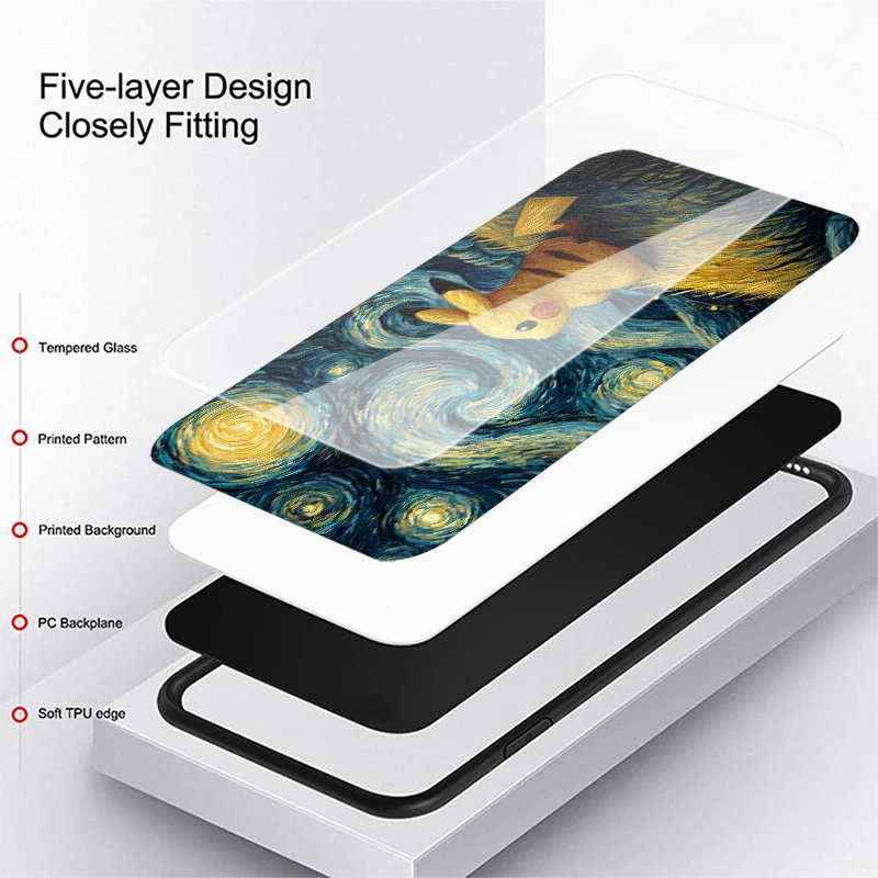 Glass Case for Samsung Galaxy S25 Ultra S22 S24 S21 S23 Plus S24+ S23+ S25+ S20 FE Luxury Phone Cover Fuuny Pokemon Gengar