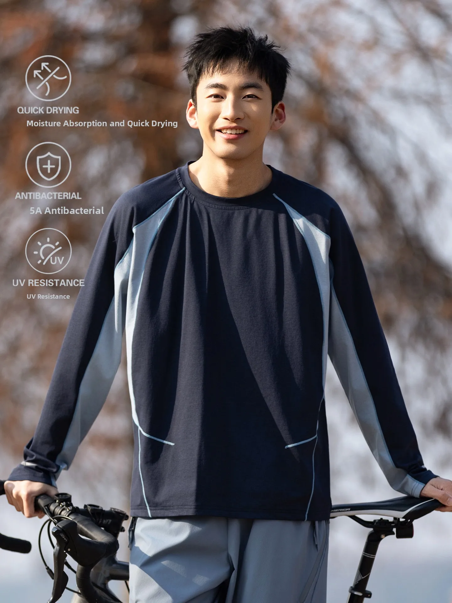 

Футболка для активного отдыха с защитой от солнца UPF50, влагоотводящая, быстросохнущая, с длинным рукавом, для велоспорта, походов и альпинизма