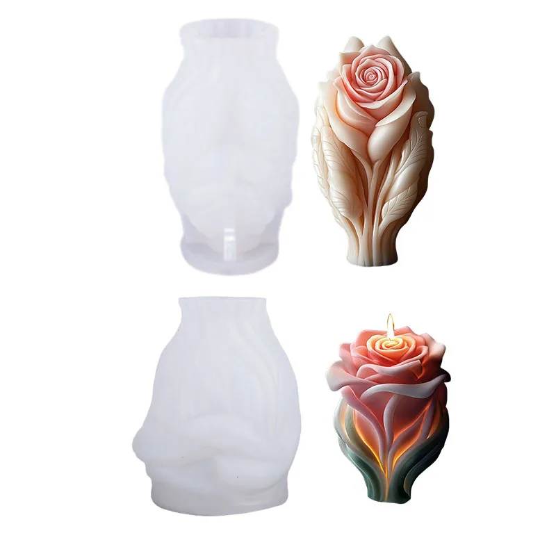 Rose Candle Silicone Mold for Wedding Valentine's Day Flower Aromatherapy Soap Ornament Gypsum Epoxy Resin Mold Home Decor view 5