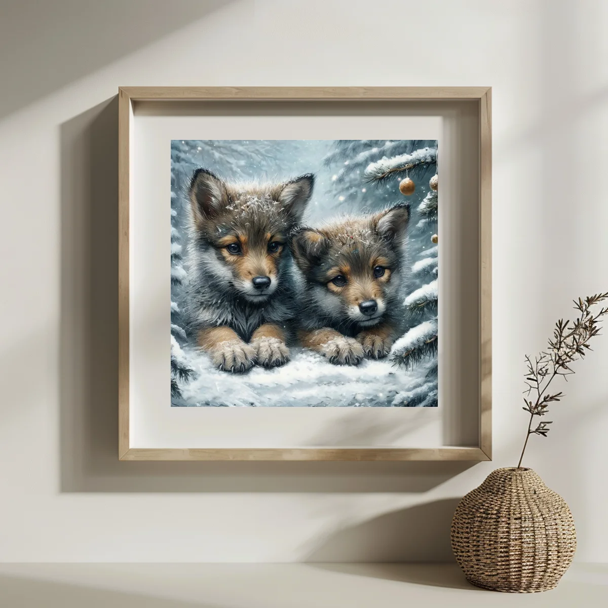 Two Wolf Cubs Cross Stitch Kit DIY 11CT/14CT Embroidery Craft Hanging Painting Crafting Supplies