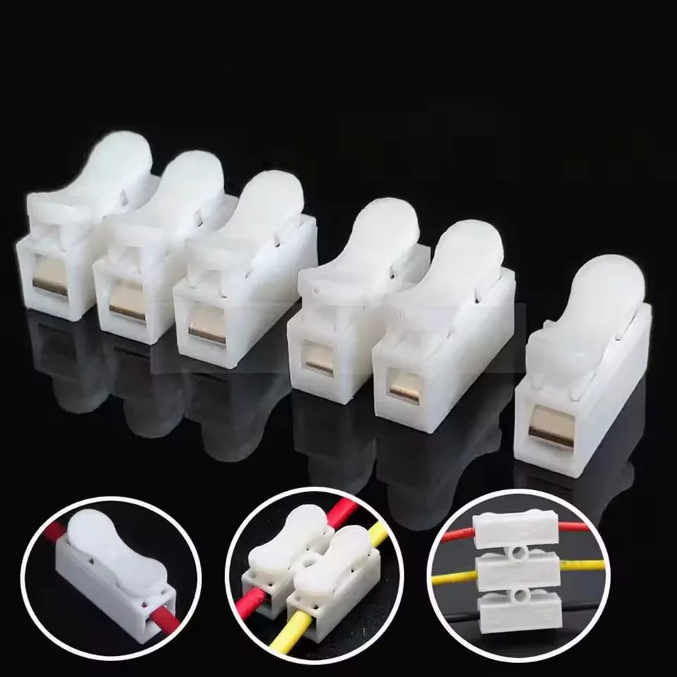 50pcs Ch-2 Push Quick Wire Cable Connector Led Downlight Lamp Connector Home Connection Repair Tools Connectors