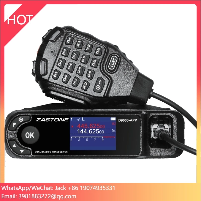 

ZASTONE D9000APP Автомобильная рация 50 Вт Мобильная радиостанция двухдиапазонная двусторонняя радиосвязь Беспроводной микрофон Частота настройки приложения UHF VHF
