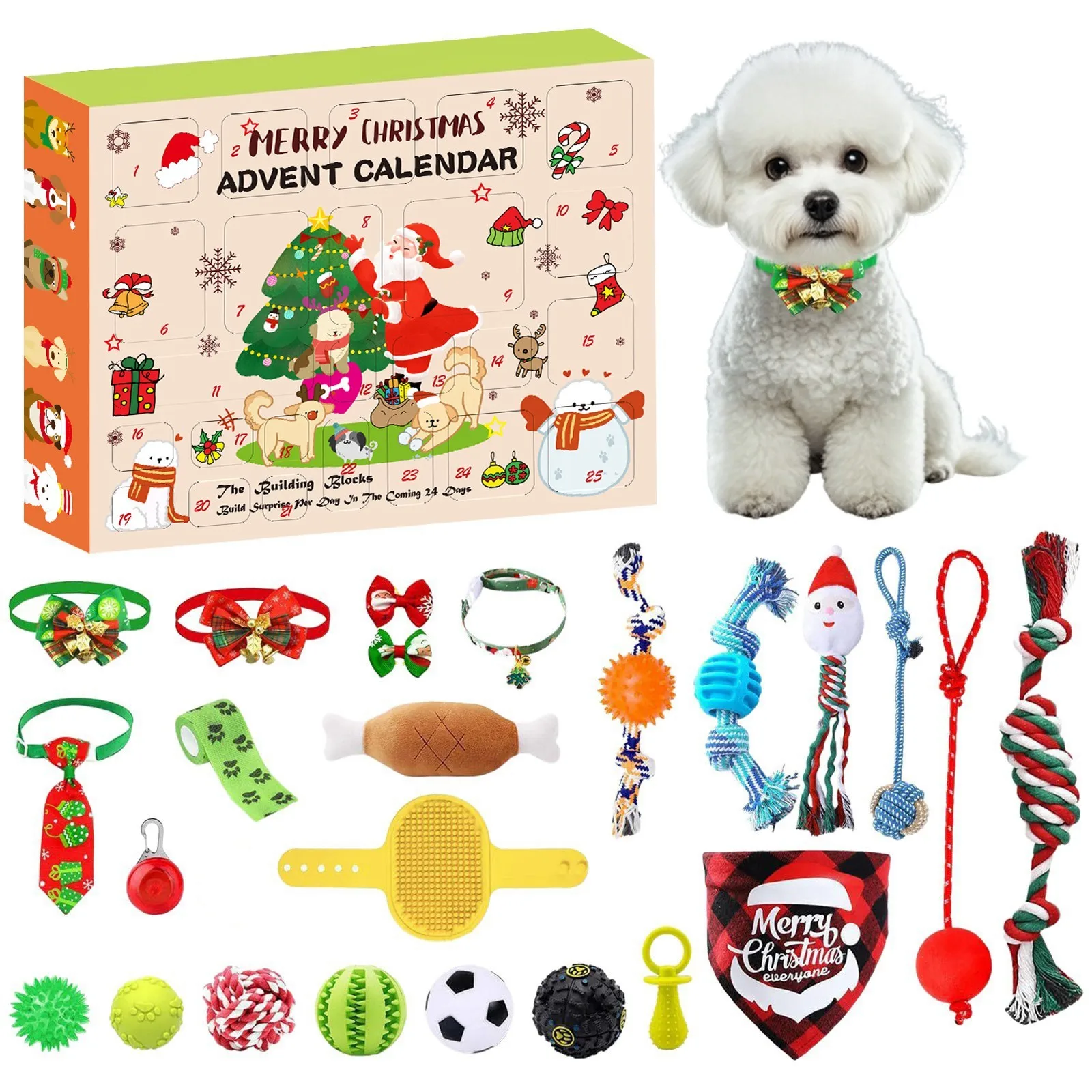 2024 Christmas Countdown Dog Toys Advent Calendar 24 Days Xmas Countdown Interactive Dog Toys Digital Countdown Clock for Stage