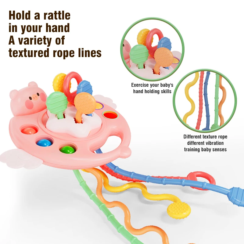 Infant Baby Sensory Development Finger Grasp Training Toys 0- 12 Months Simple Bubble Pull String Early Learning Montessori Toy